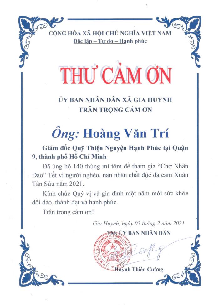 thư cảm ơn 02